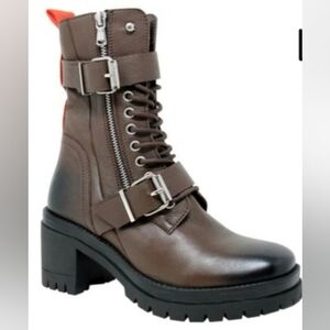 Charles by Charles David Leather Combat Boots Brown Size 9